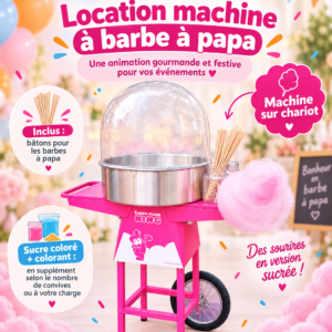 Machine à barbe à papa sur chariot